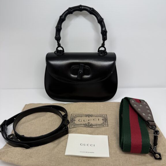 【宅配買取】グッチ　バッグ　ミニバンブー　1947　レザー　ストラップ　布袋