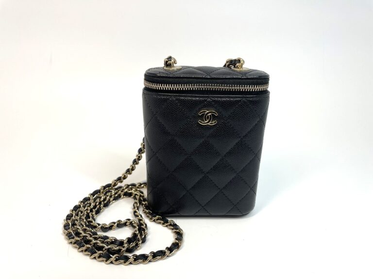 【買取】シャネル　スモールバニティ　AP1466　黒　ミラー汚れあり