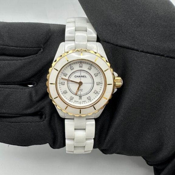 【宅配買取】シャネル　J12　H2181　ホワイトセラミック×ゴールド　ダイヤ11P