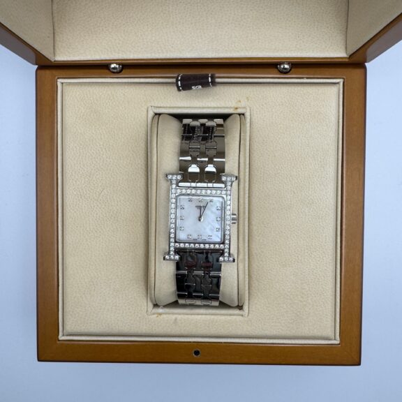 【買取】エルメス　Hウォッチ　HH1.230　シェル文字盤　ベゼルダイヤ　SS