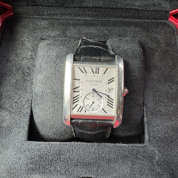 【買取】カルティエ　タンクMC　W533003　シルバー文字盤　AT　裏スケ　箱　保