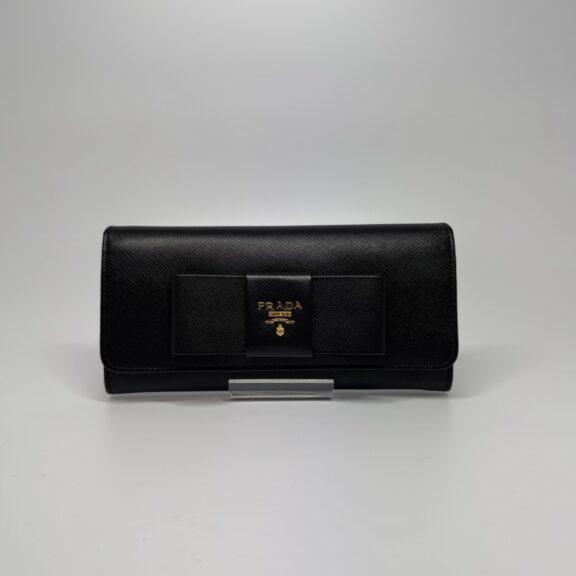 【買取】プラダ　財布　1MH132　黒　グレインレザー　箱　Gカード